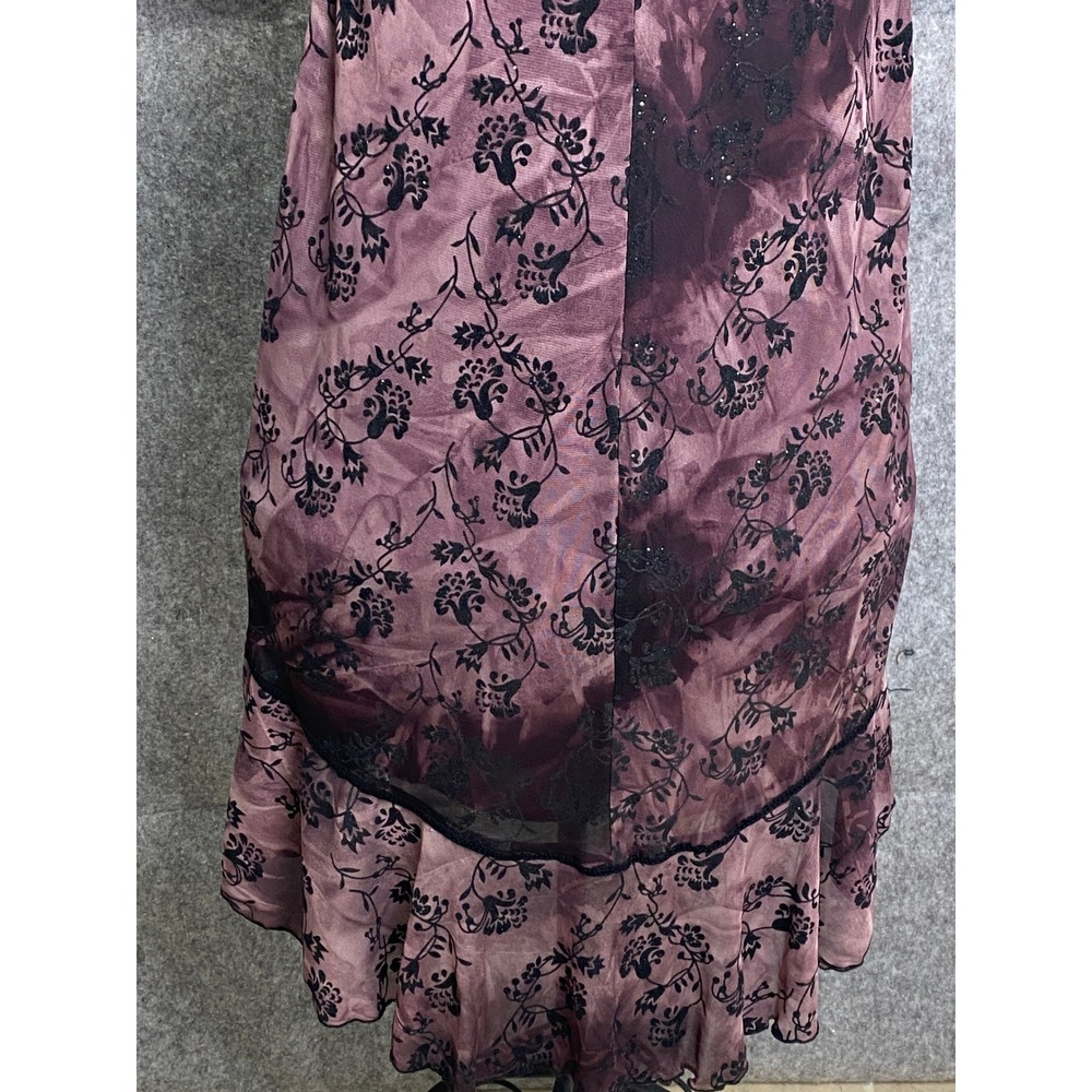 Y2K Speechless Pink Black Floral Dress Velvet Bow Goth Fairycore 90s Revival S - Picture 10 of 12